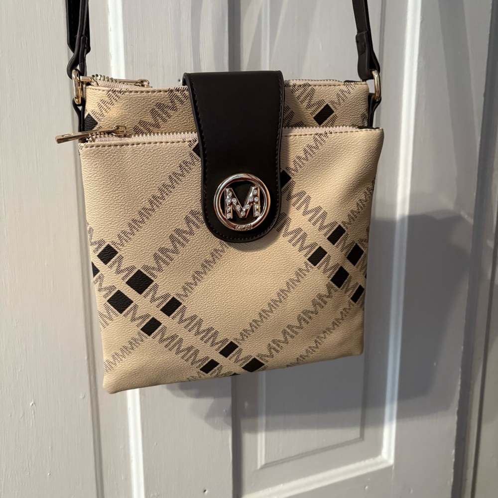 Beige and Black Crossbody Bag